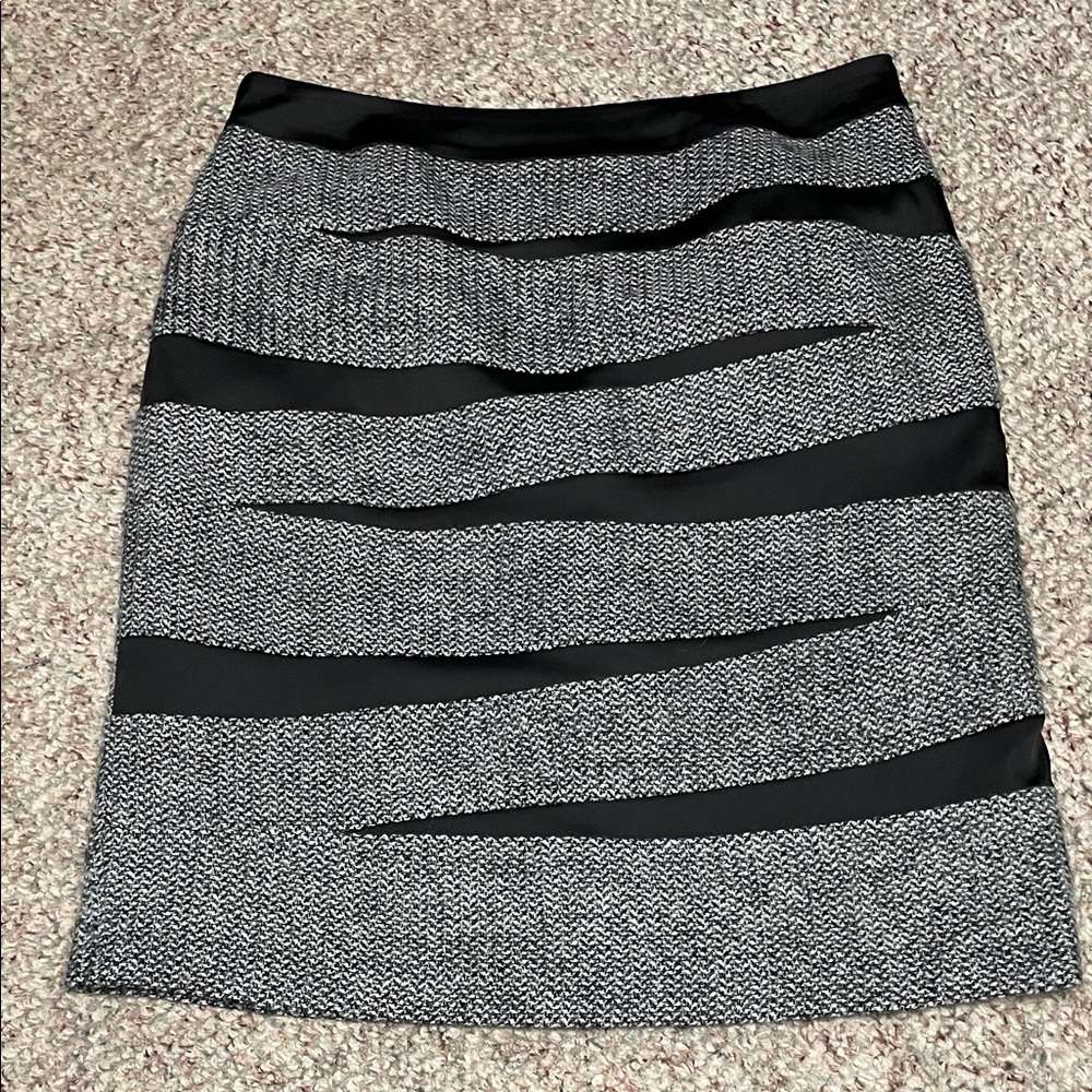 Wool and satin Black and Gray Women's Skirt